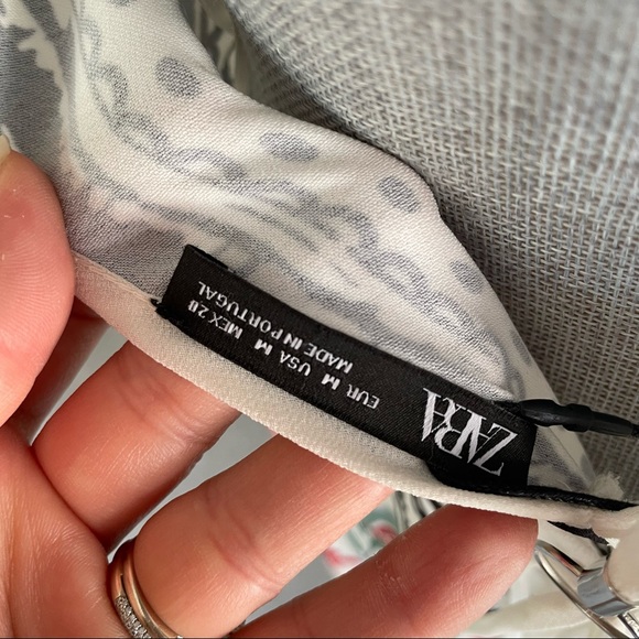 ZARA White Asymmetrical Floral Slip Dress Halter Triangle Medium - Picture 13 of 14